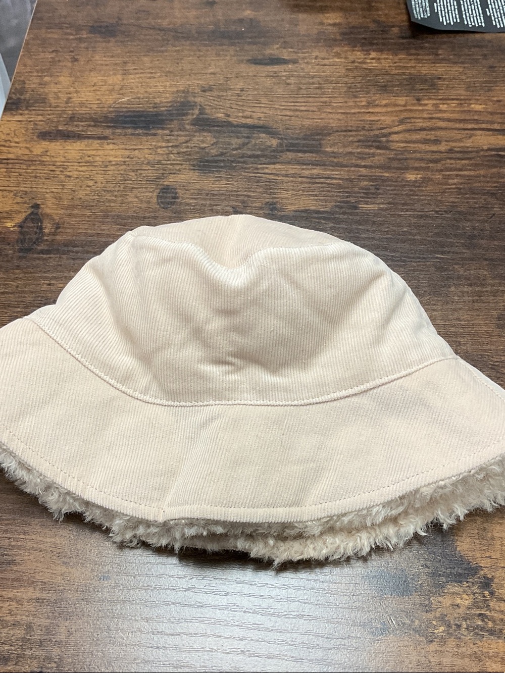 Ming Wang Kids Plush-Trim Bucket Hat in Cream